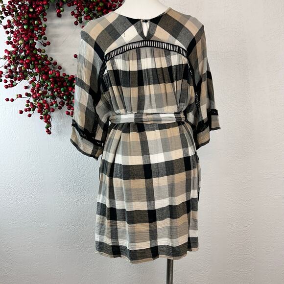 Maeve {Anthropologie} Dress Tunic plaid kimono size Medium - Picture 7 of 9